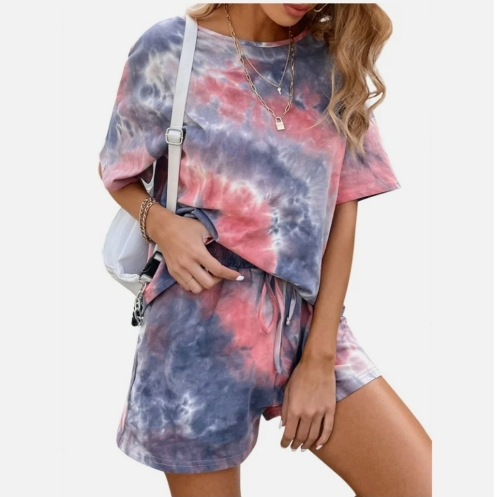 Trendy Tie Dye 2pc Short Tie Dye